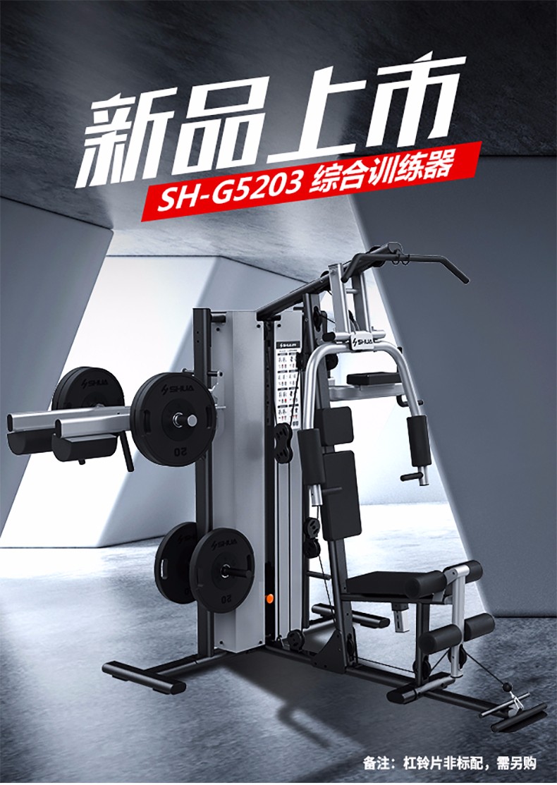 舒华 综合训练器多功能力量器械家用健身器材健身房组合机 黑色(图4)