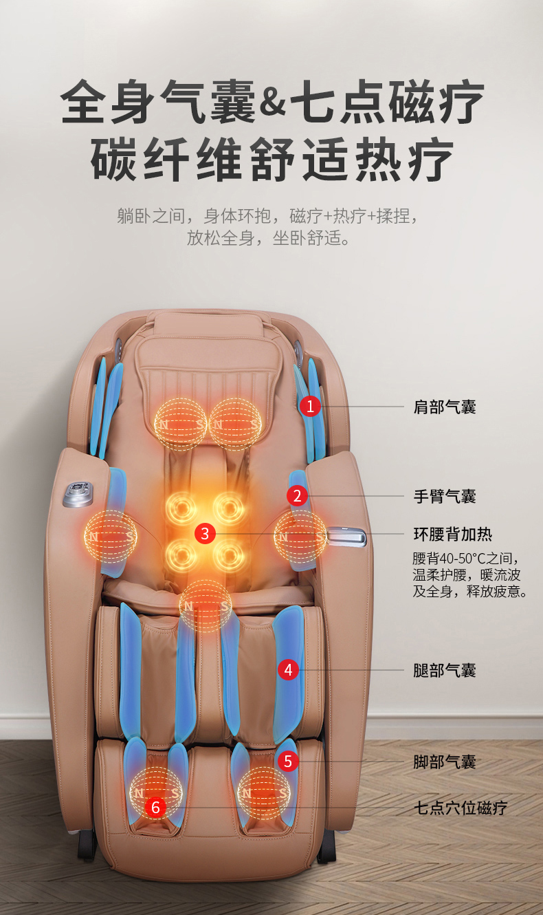 艾力斯特语音智能 按摩椅家用 全身太空舱电动按摩椅老人家用多功能按摩沙发(图8)