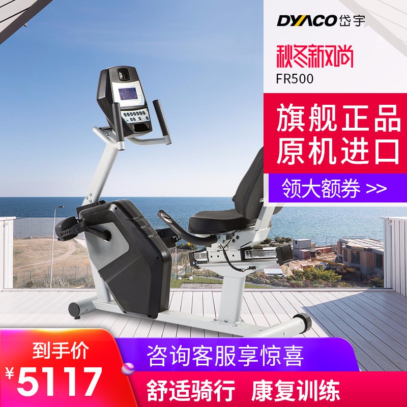 DYACO岱宇FR500进口磁控静音健身车家用室内卧式健身脚踏车