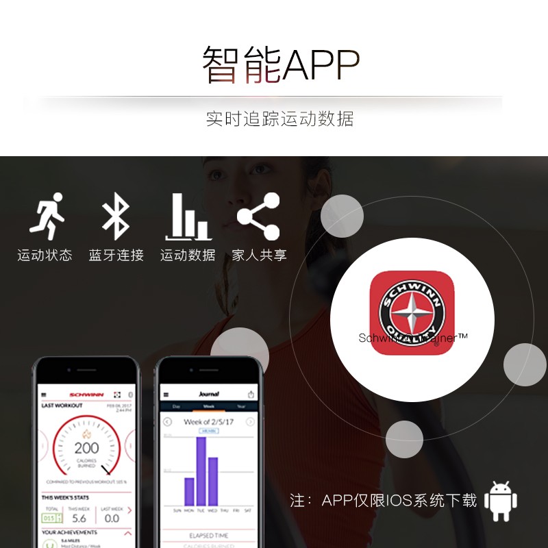 Schwinn十字星椭圆机家用电磁控静音太空漫步机健身房器材椭圆仪