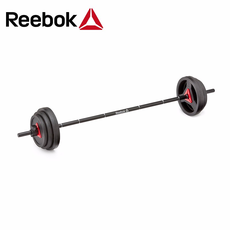 Reebok锐步杠铃杠家用健身器材包胶杠铃片男士举重配重20KG套装RSWT-16091