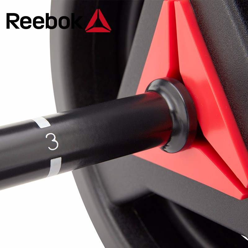 Reebok锐步杠铃杠家用健身器材包胶杠铃片男士举重配重20KG套装RSWT-16091