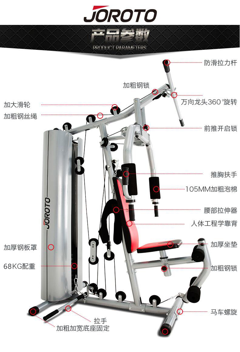 美国捷瑞特（JOROTO）综合训练器 多功能健身器材 单人站力量训练器械G115(图2)
