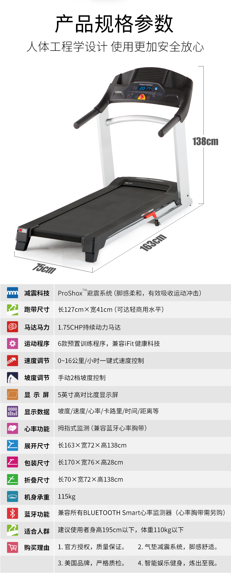 美国icon爱康家用智能多功能跑步机室内折叠运动健身器材105CST(图3)
