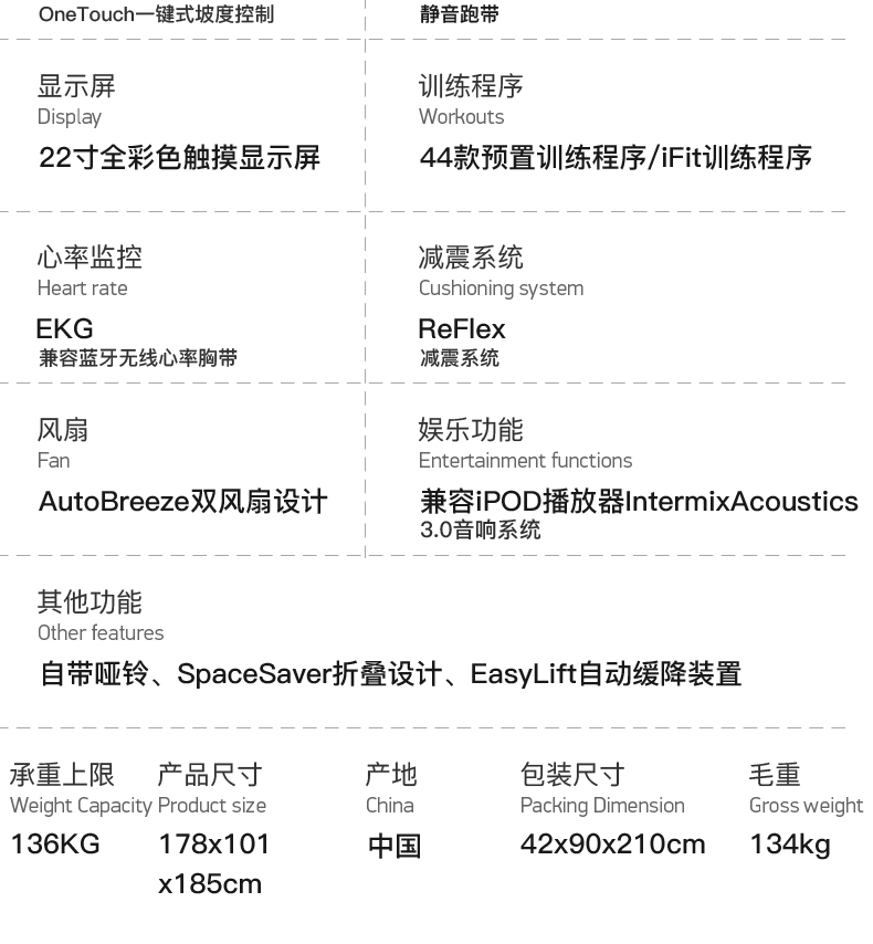 美国icon爱康智能全彩屏多功能跑步机家用静音健身房登山机X22i(图14)