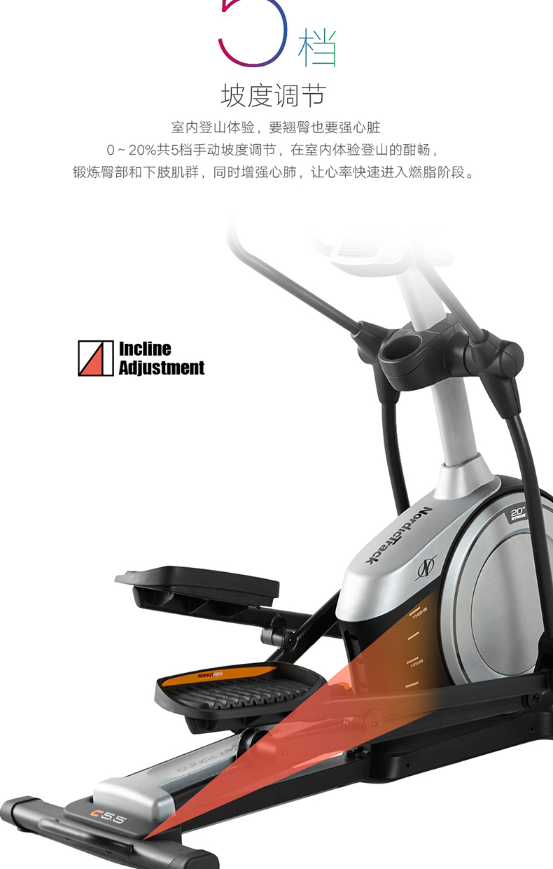 美国icon爱康家用健身静音椭圆机中小型室内健身房轻商用器械C5.5(图8)