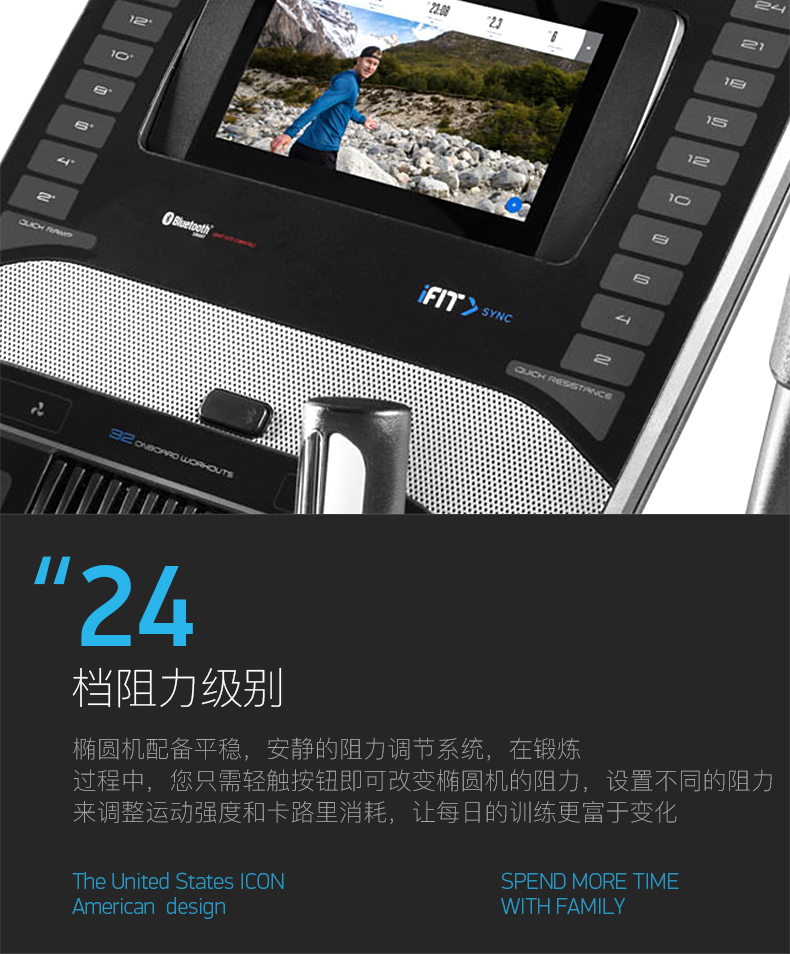 美国icon爱康椭圆机诺迪克轻商用健身静音磁控全彩触屏调节C12.9(图10)