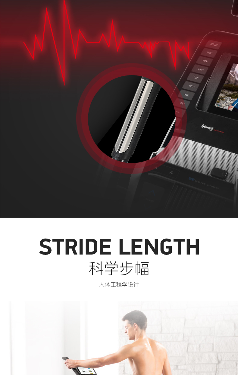 美国icon爱康椭圆机诺迪克轻商用健身静音磁控全彩触屏调节C12.9(图12)