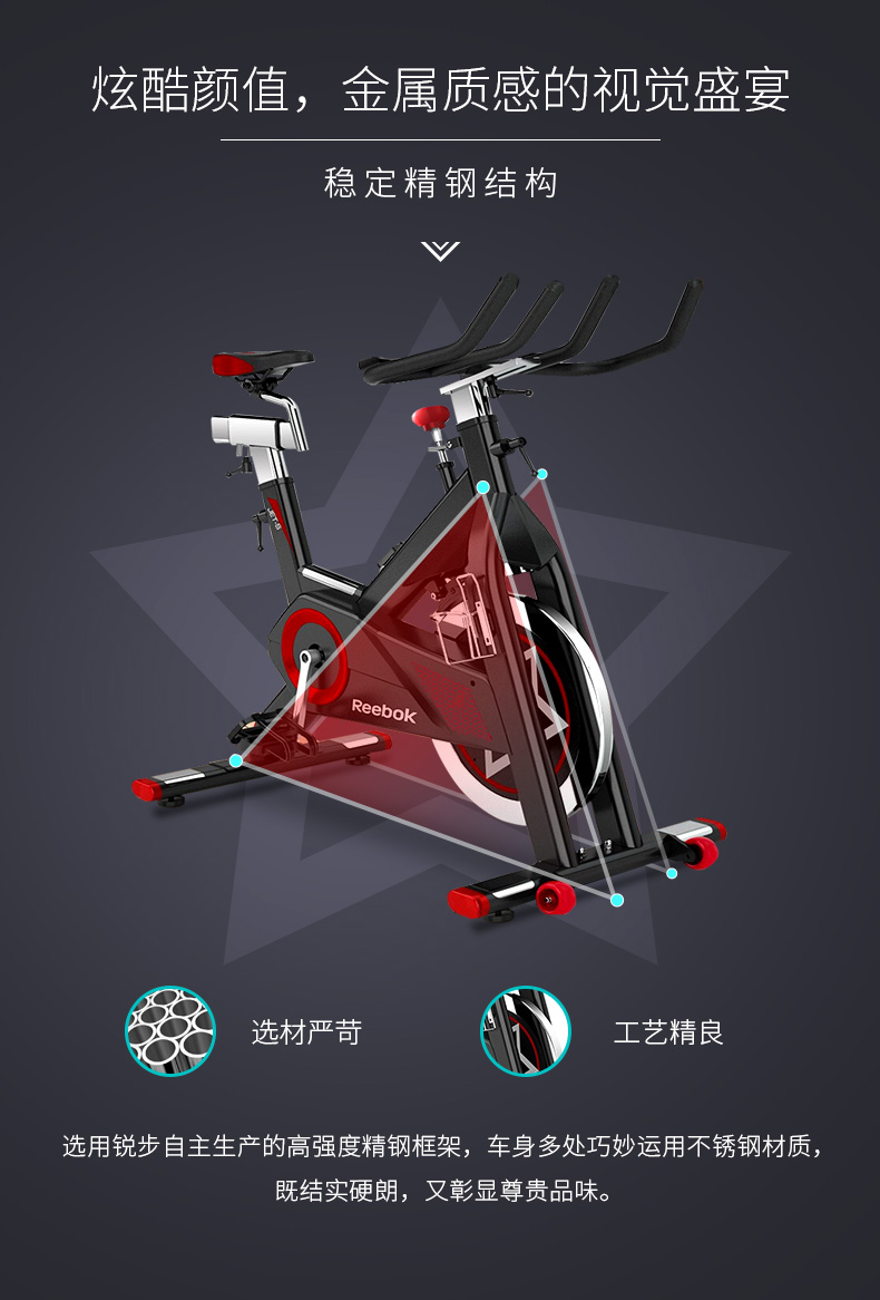 ReeboK-锐步 JET-S动感单车家用型室内健身车脚踏专业运动器材(图7)