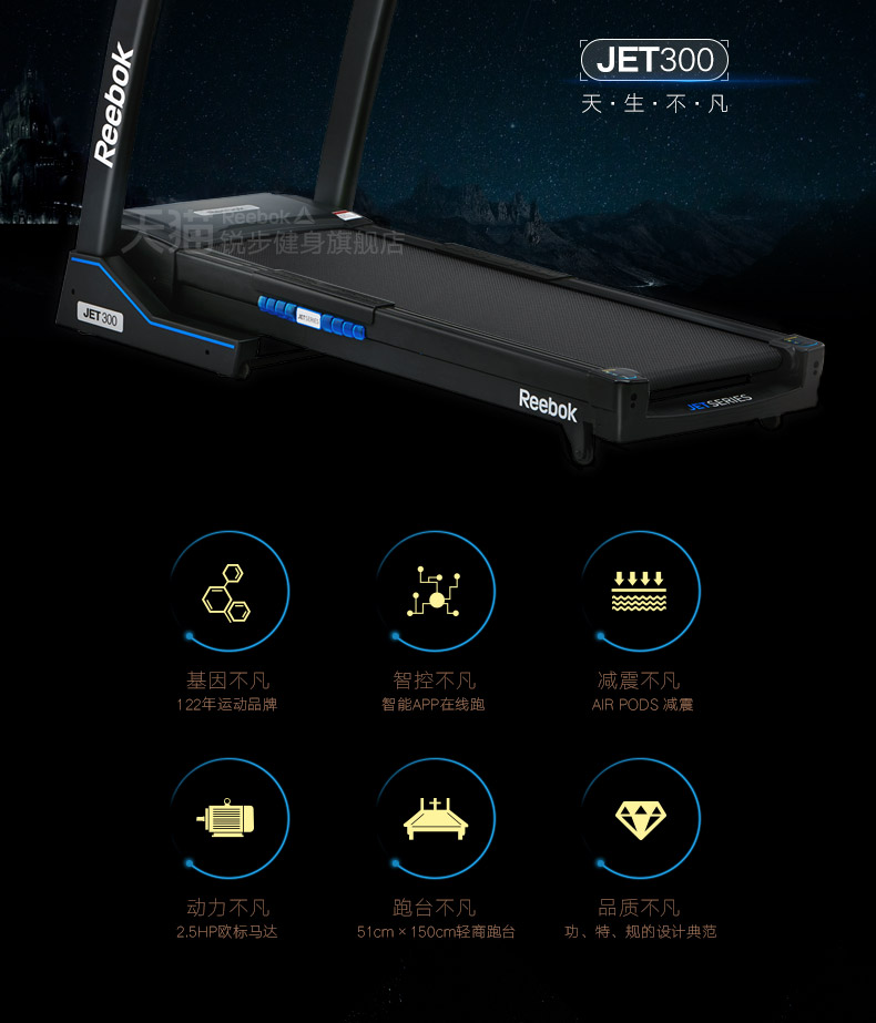 【英国】Reebok-锐步JET300 跑步机家用款智能超静音电动折叠(图2)