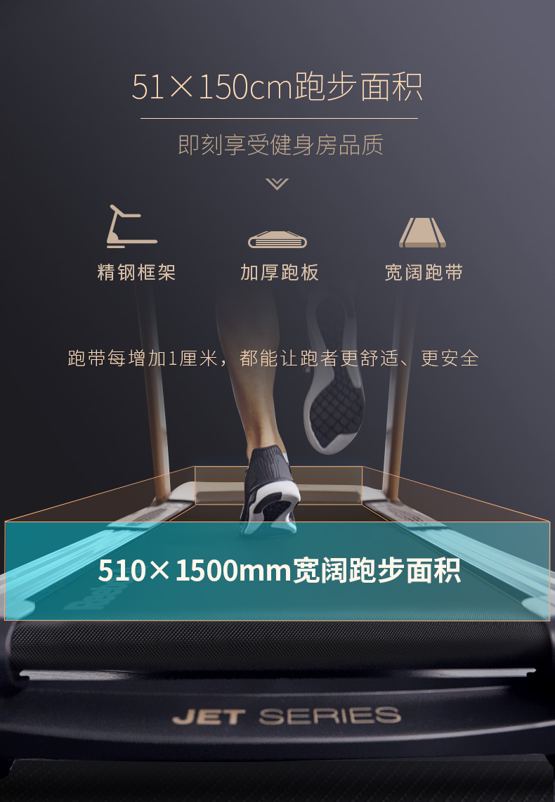 Reebok-锐步 JET300+跑步机家用款智能静音折叠健身房健身器材(图9)