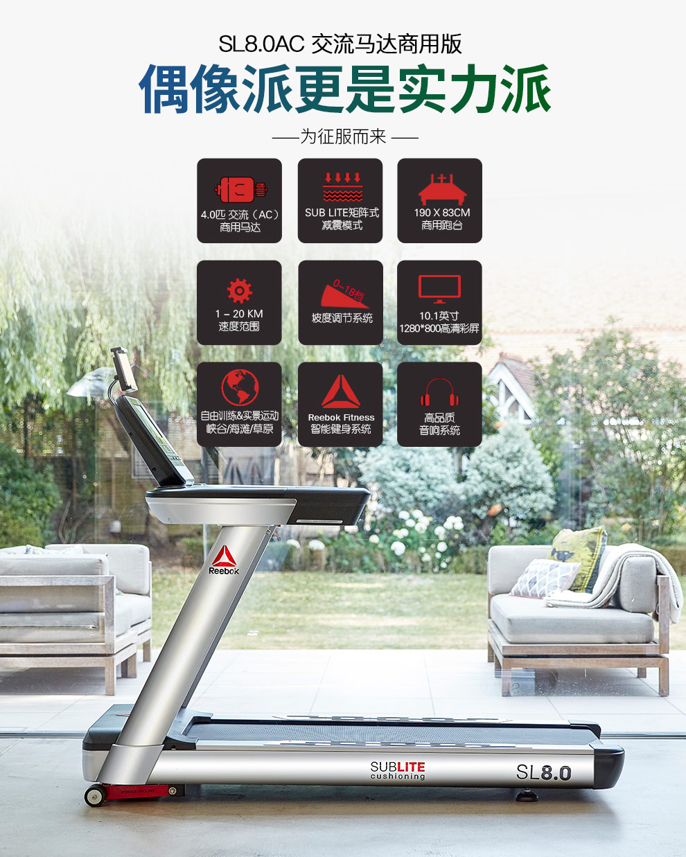 Reebok-锐步SL8.0商用跑步机豪华智能静音健身房健身器材(图3)