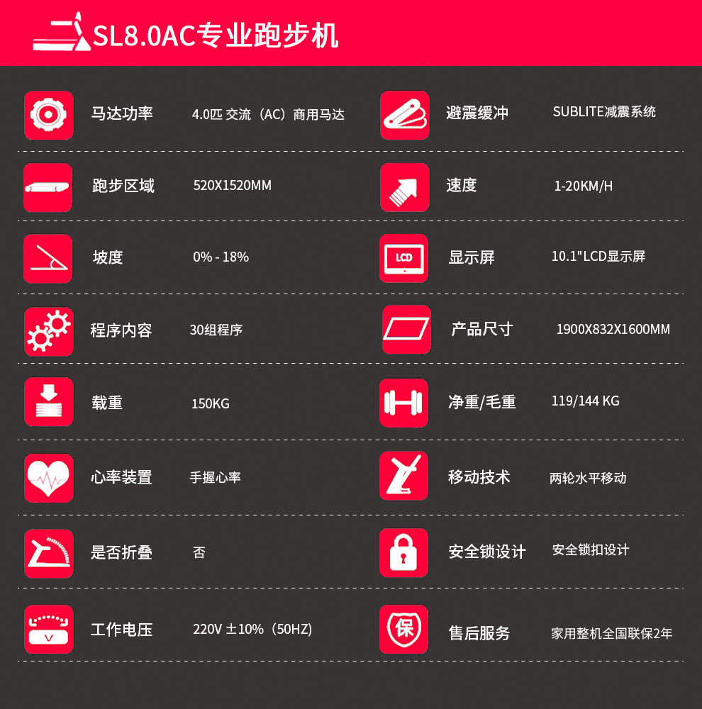 Reebok-锐步SL8.0商用跑步机豪华智能静音健身房健身器材(图12)