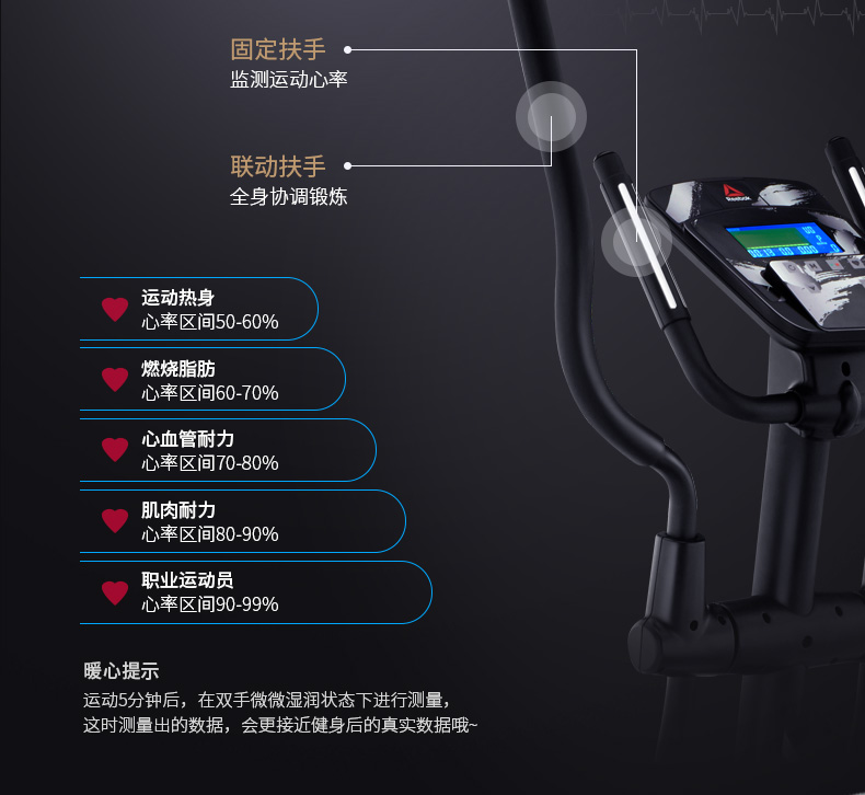 Reebok-锐步 ZJET460椭圆机家用健身器材静音室内小型太空漫步机(图12)