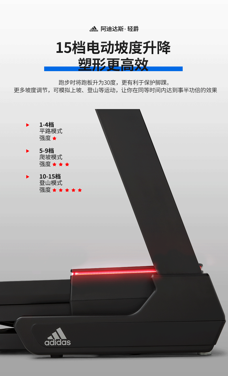 adidas阿迪达斯轻爵轻商用跑步机家用多功能静音减震可折叠运动健身器材2019(图15)