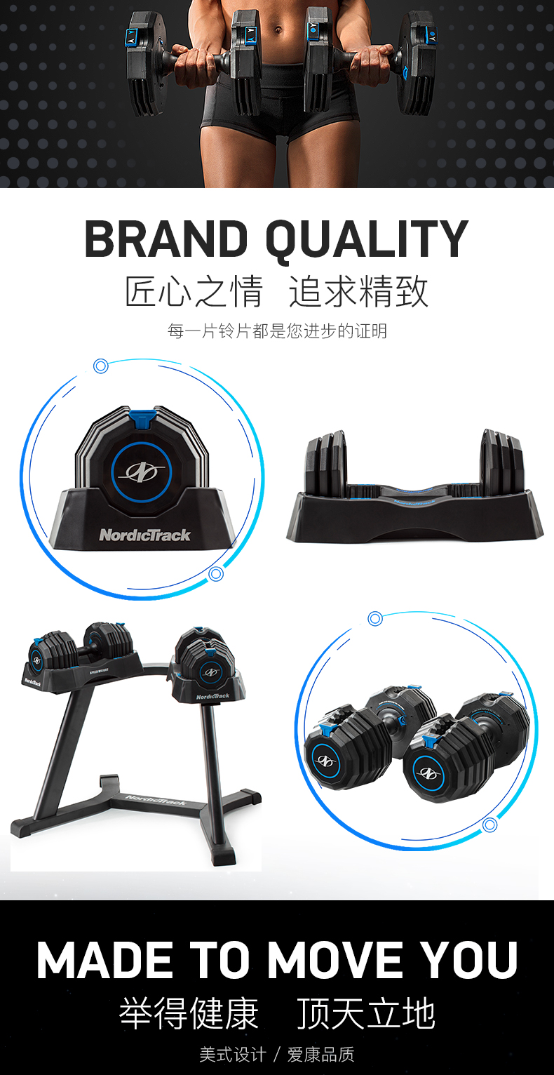 美国爱康icon哑铃诺迪克家用快速可调节式健身器材哑铃NTSAW5018(图9)