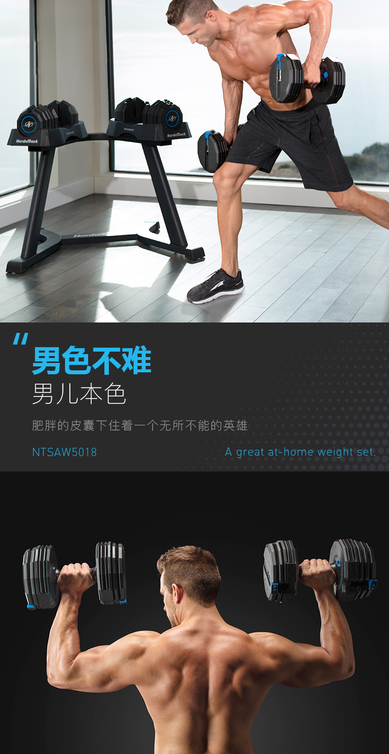 美国爱康icon哑铃诺迪克家用快速可调节式健身器材哑铃NTSAW5018(图3)