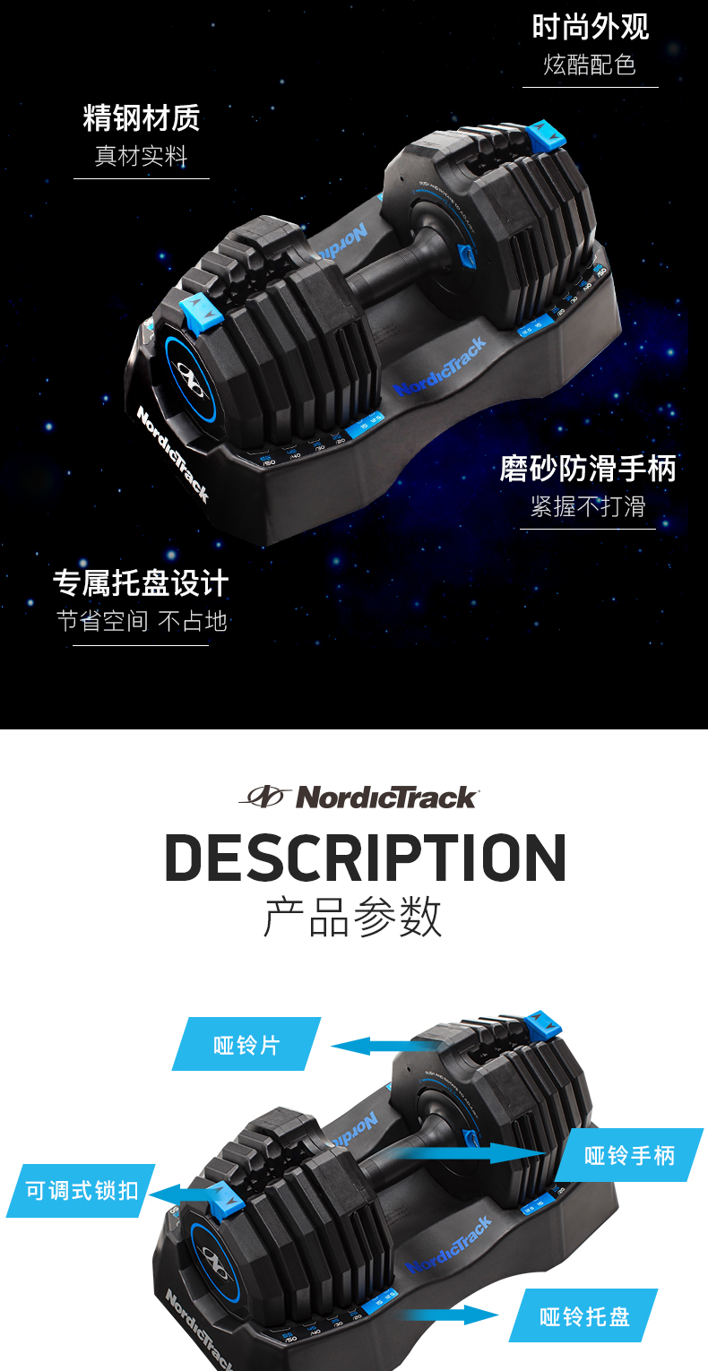 美国爱康icon哑铃诺迪克家用快速可调节式健身器材哑铃NTSAW5018(图10)