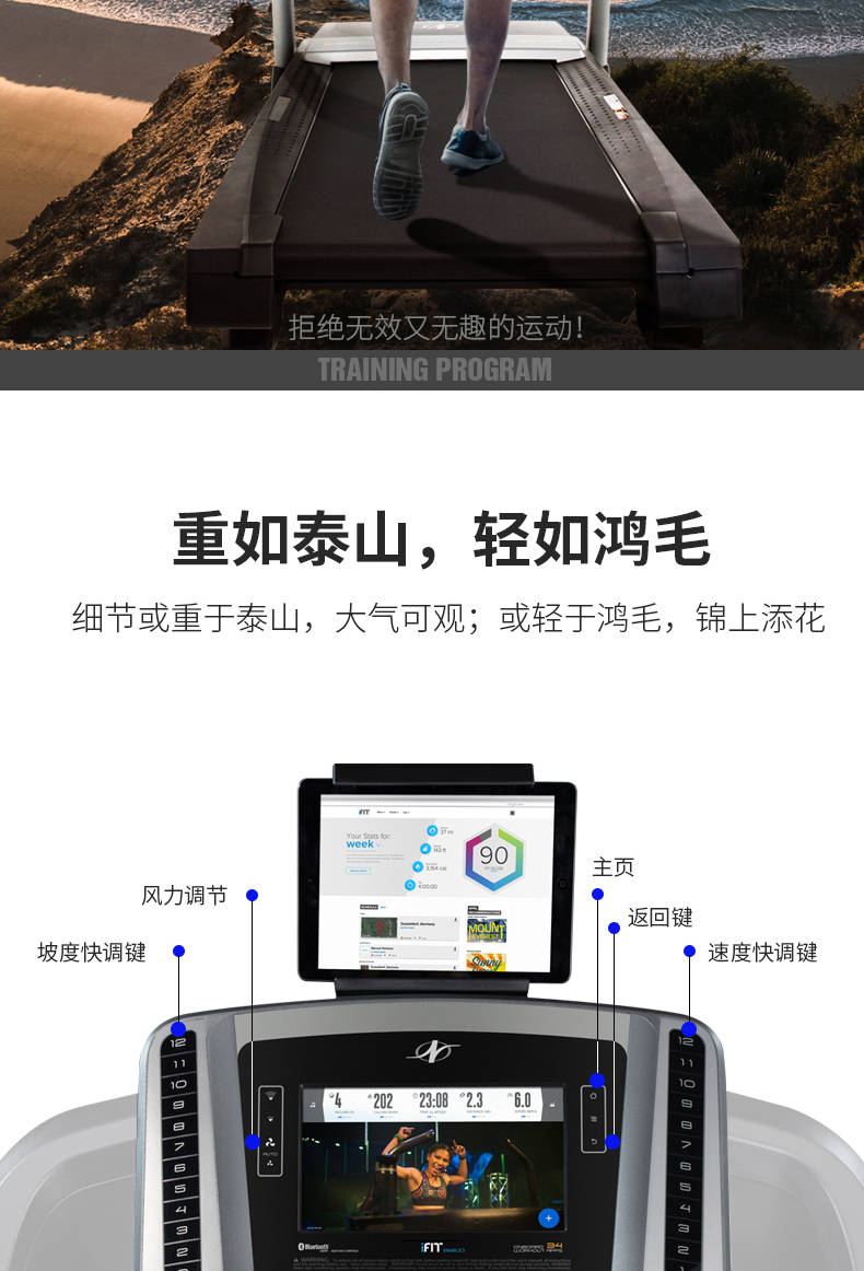 美国icon爱康家用彩屏智能跑步机静音可折叠室内健身房专用C1650(图11)