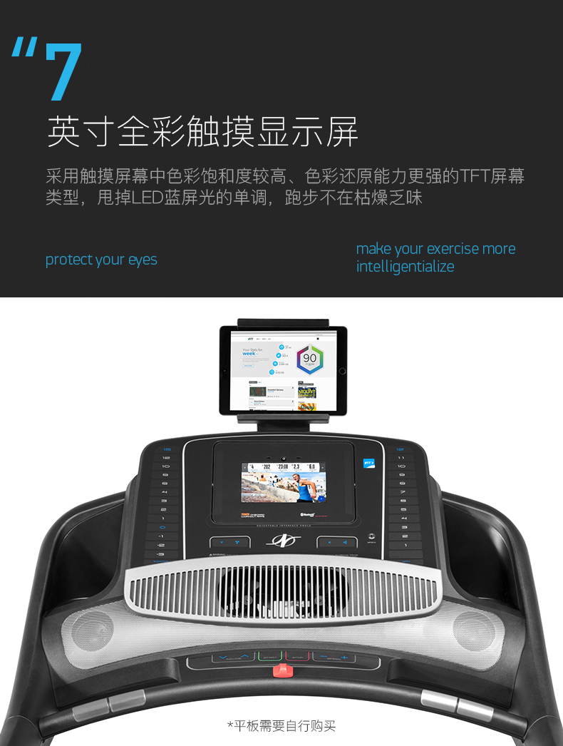 美国icon爱康家用全彩触屏减震静音多功能跑步机健身房专用1750(图5)