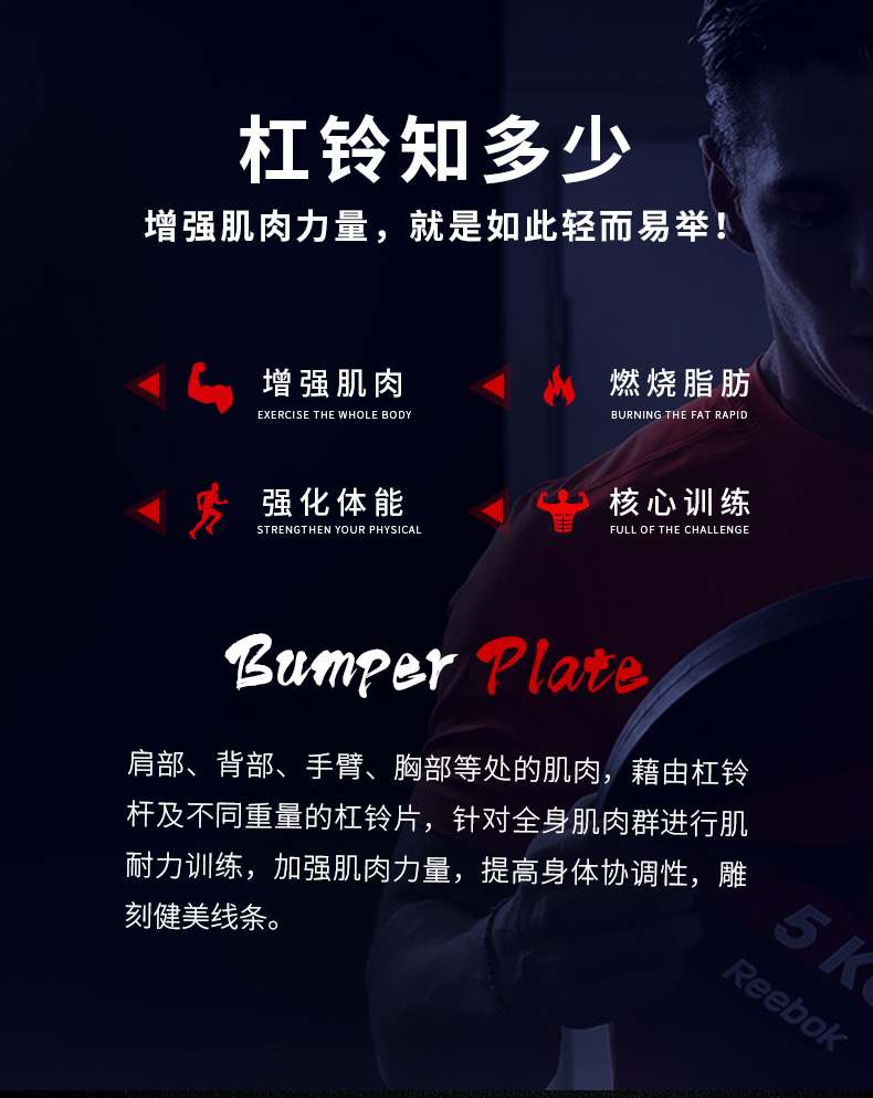 reebok-锐步 RSWT-13100杠铃片 商用健身器材 Cross Fit(图3)