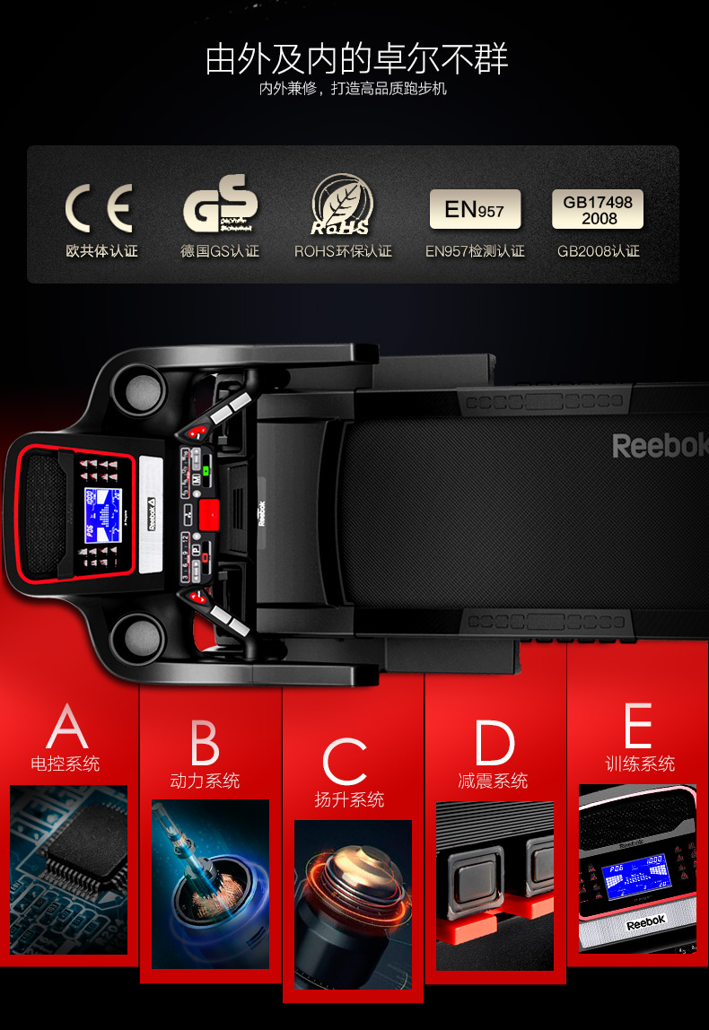 Reebok-锐步ZJET460跑步机家用款超静音折叠健身房器材(图13)