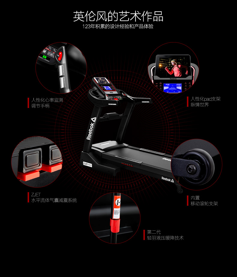 Reebok-锐步ZJET460跑步机家用款超静音折叠健身房器材(图19)