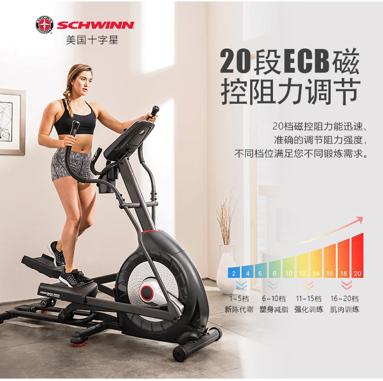 美国Schwinn十字星椭圆仪健身房商用太空漫步机椭圆机家用健身(图7)