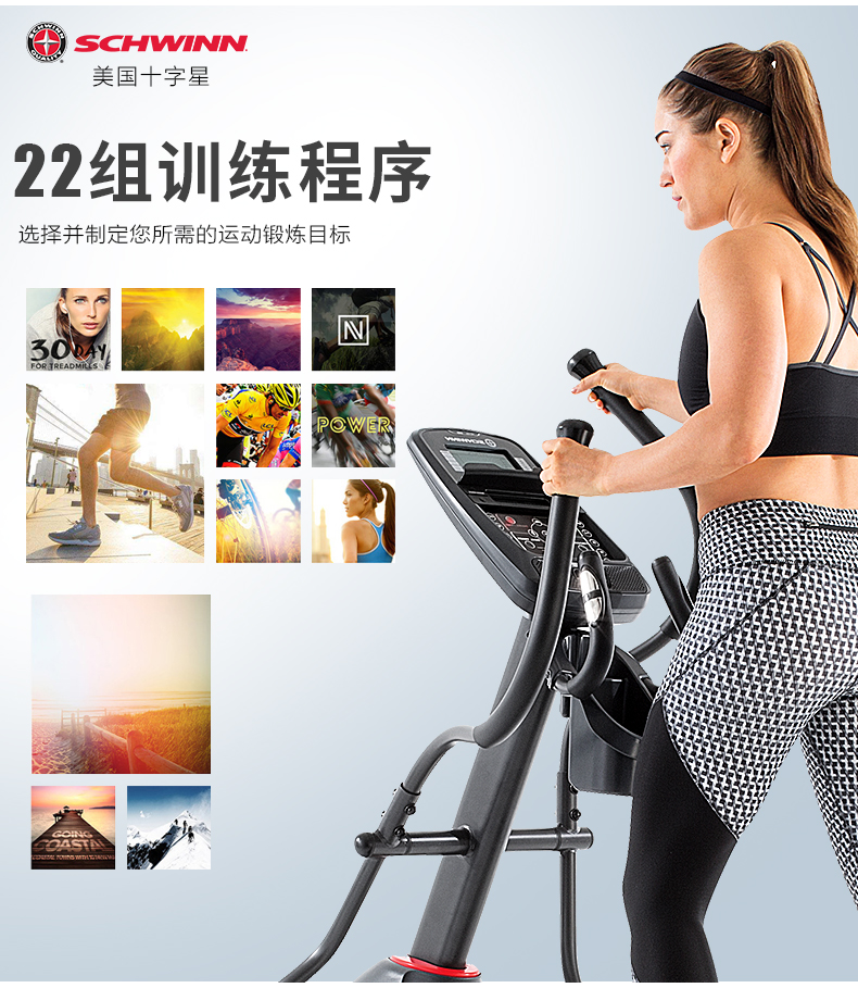 美国Schwinn十字星椭圆仪健身房商用太空漫步机椭圆机家用健身(图8)