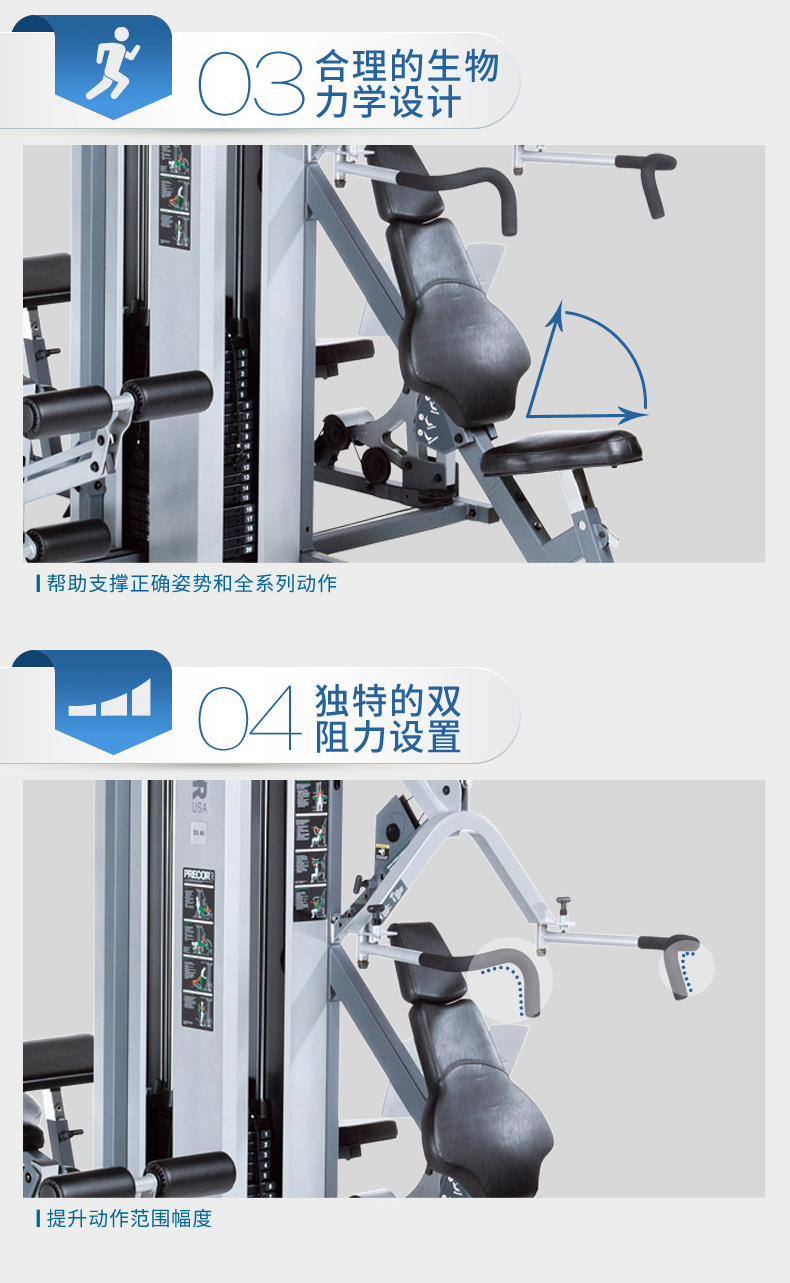 必确多功能综合力量训练器 健身房大型健身器材组合力量训练器械 S3.45(图8)