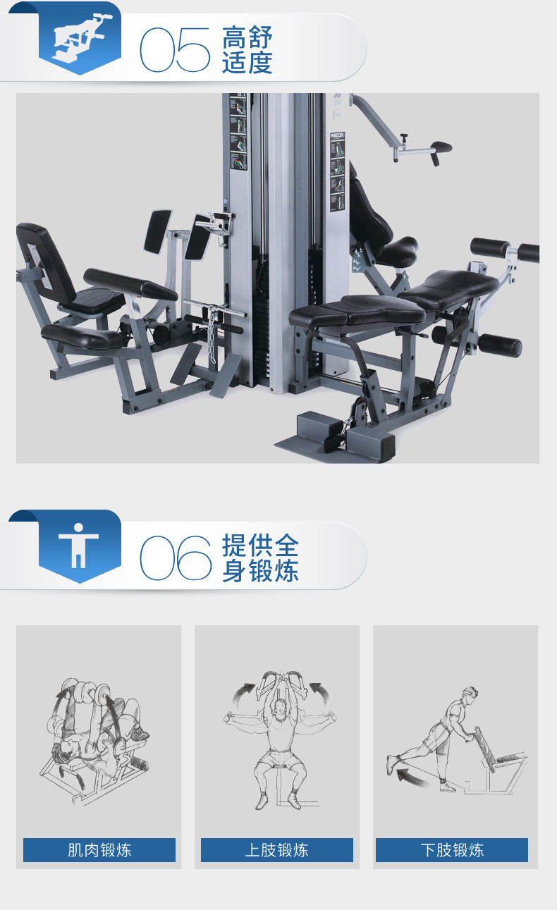 必确多功能综合力量训练器 健身房大型健身器材组合力量训练器械 S3.45(图9)