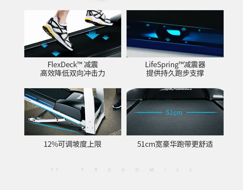 LifeFitness-力健进口跑步机健身器材家用多功能可折叠减震 F1(图6)
