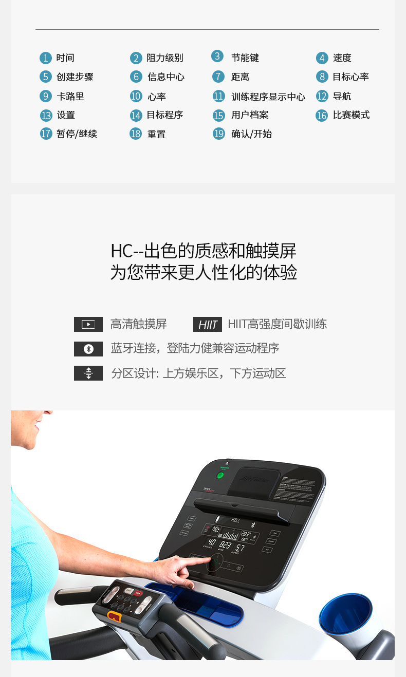 LifeFitness-力健进口跑步机健身器材家用多功能可折叠减震 F3-GC(图14)
