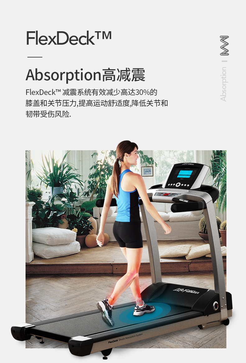 LifeFitness-力健进口跑步机健身器材家用多功能减震 T3-GC(图6)
