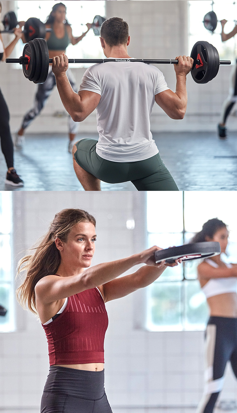 Reebok锐步杠铃杠家用健身器材包胶杠铃片男士举重配重20KG套装RSWT-16091(图10)